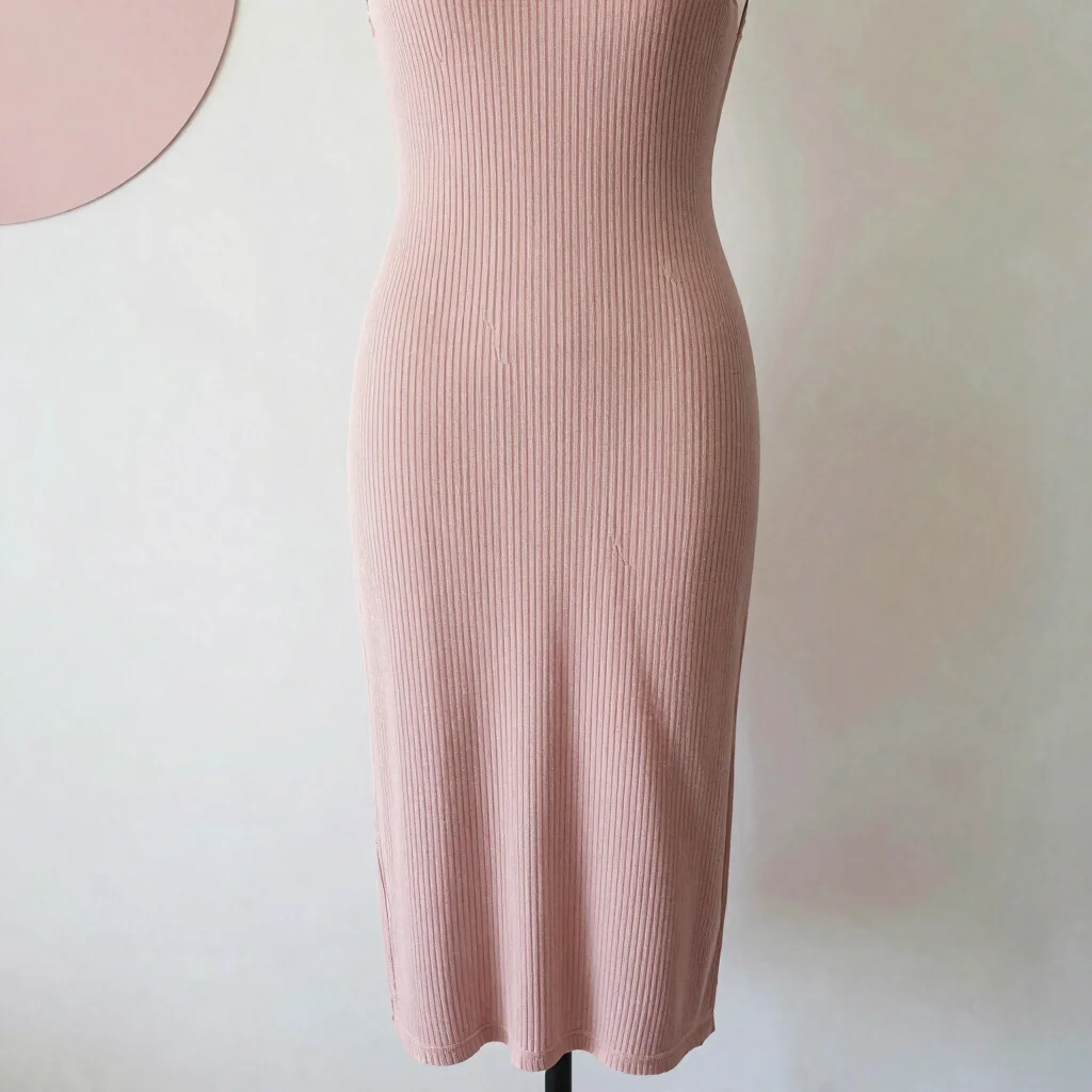 Vestido Midi Canelado Rosa Quartzo