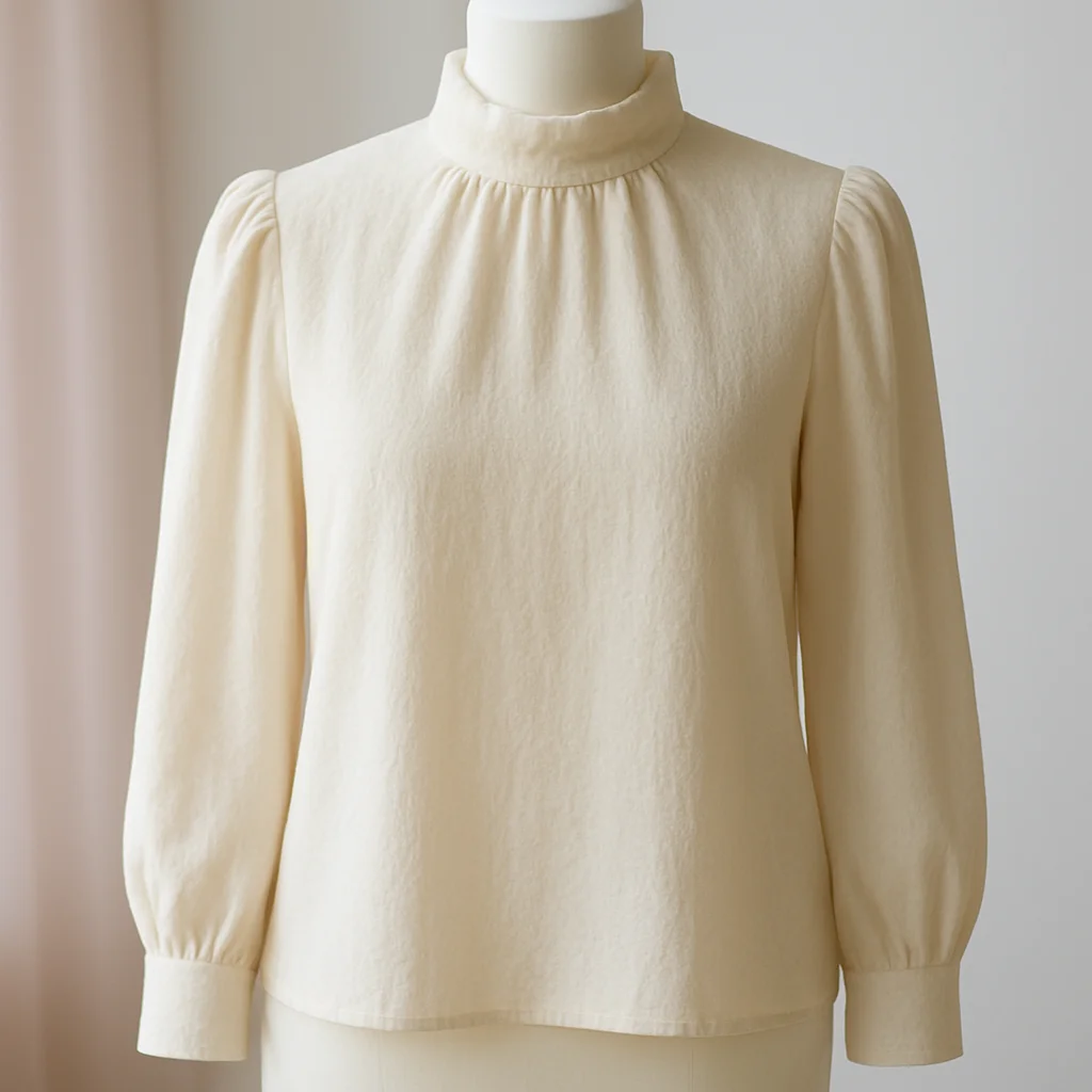 Blusa Crepe Gola Alta Off-White